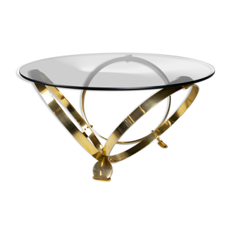 Ronald Schmitt diamond designer glass coffee table brass par Knut Hesterberg