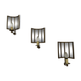 Three wall lamps, brass, xxth