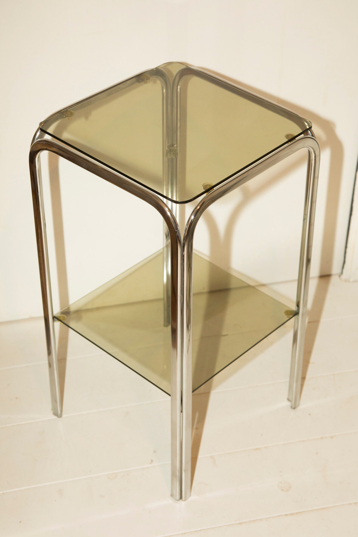 Table d'appoint métal verre années 70