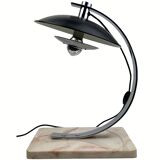Midcentury chrome desk or table lamp, pink marble base