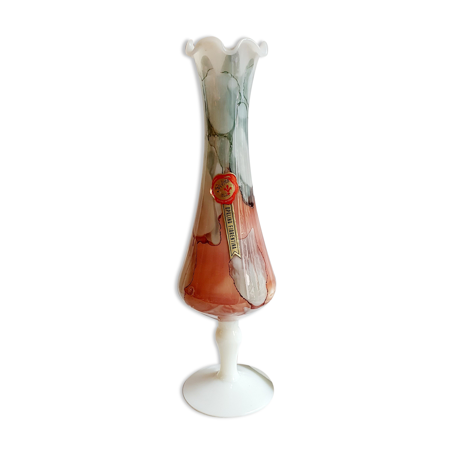 Opaline vase Florentine Stelvia marbled pink