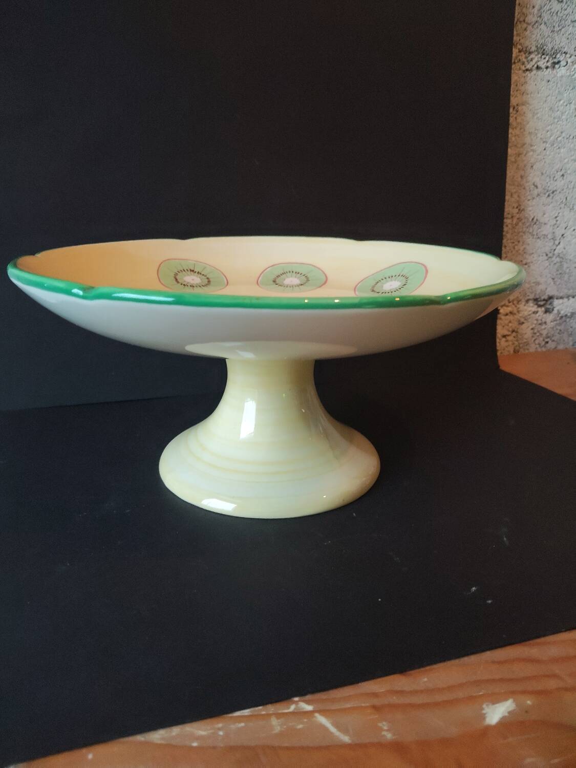 Vintage Lunéville compote dish with exotic fruit decoration from the 1960s.