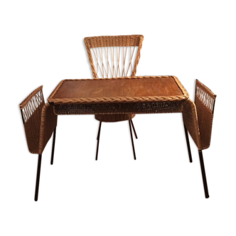 Rattan desk with 1 chair