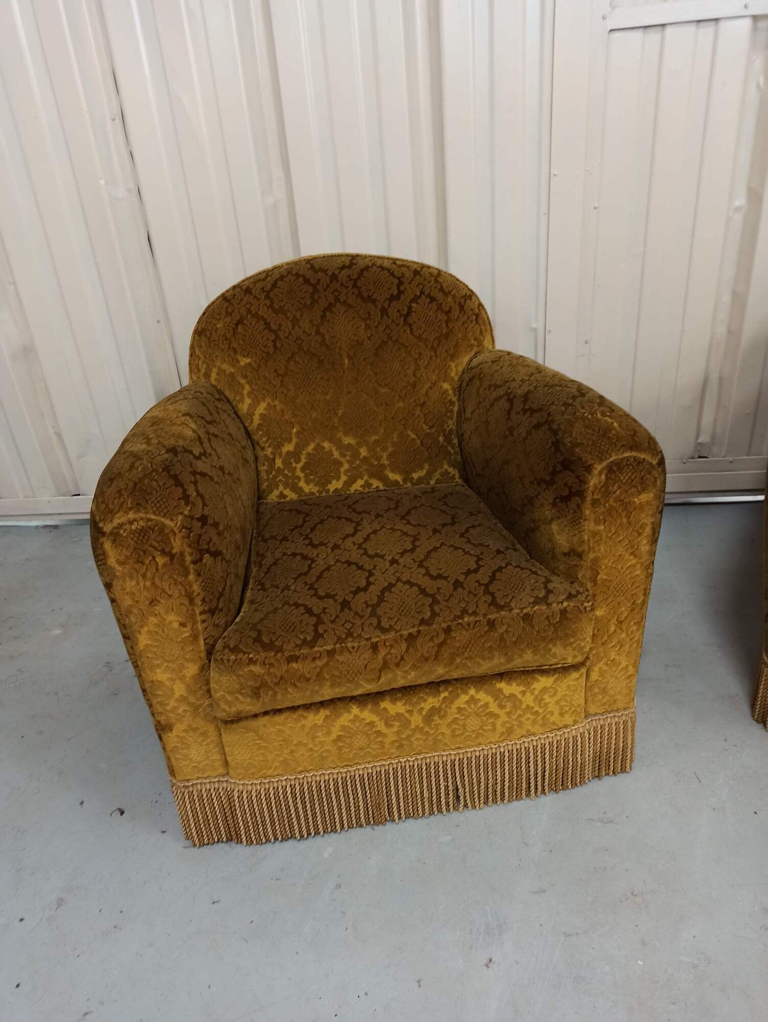 Pair of armchairs club velvet old yellow - armchair old