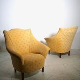 Pair of yellow vintage armchairs