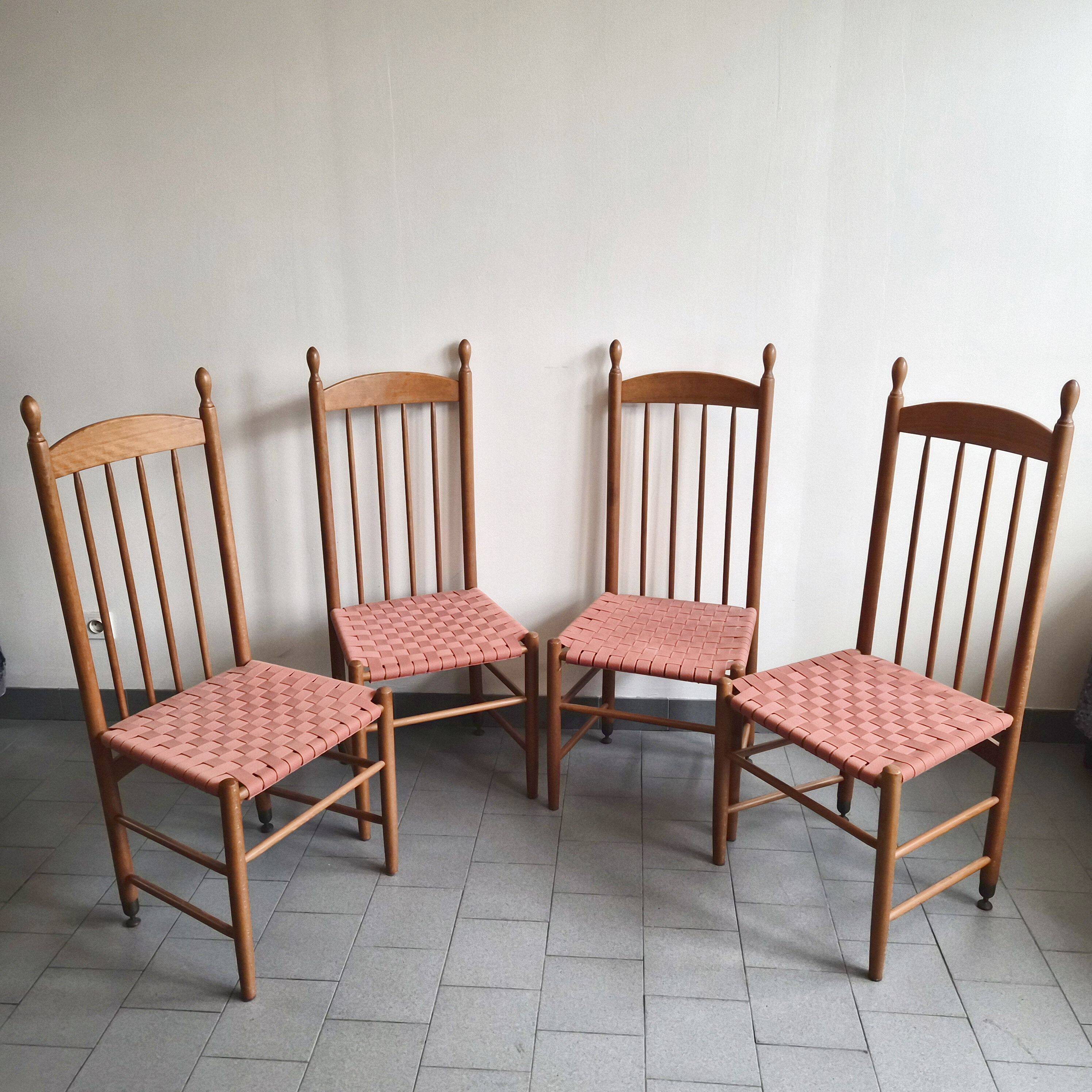 Set of 4 vintage 1980s "Racine" chairs for Roche-Bobois