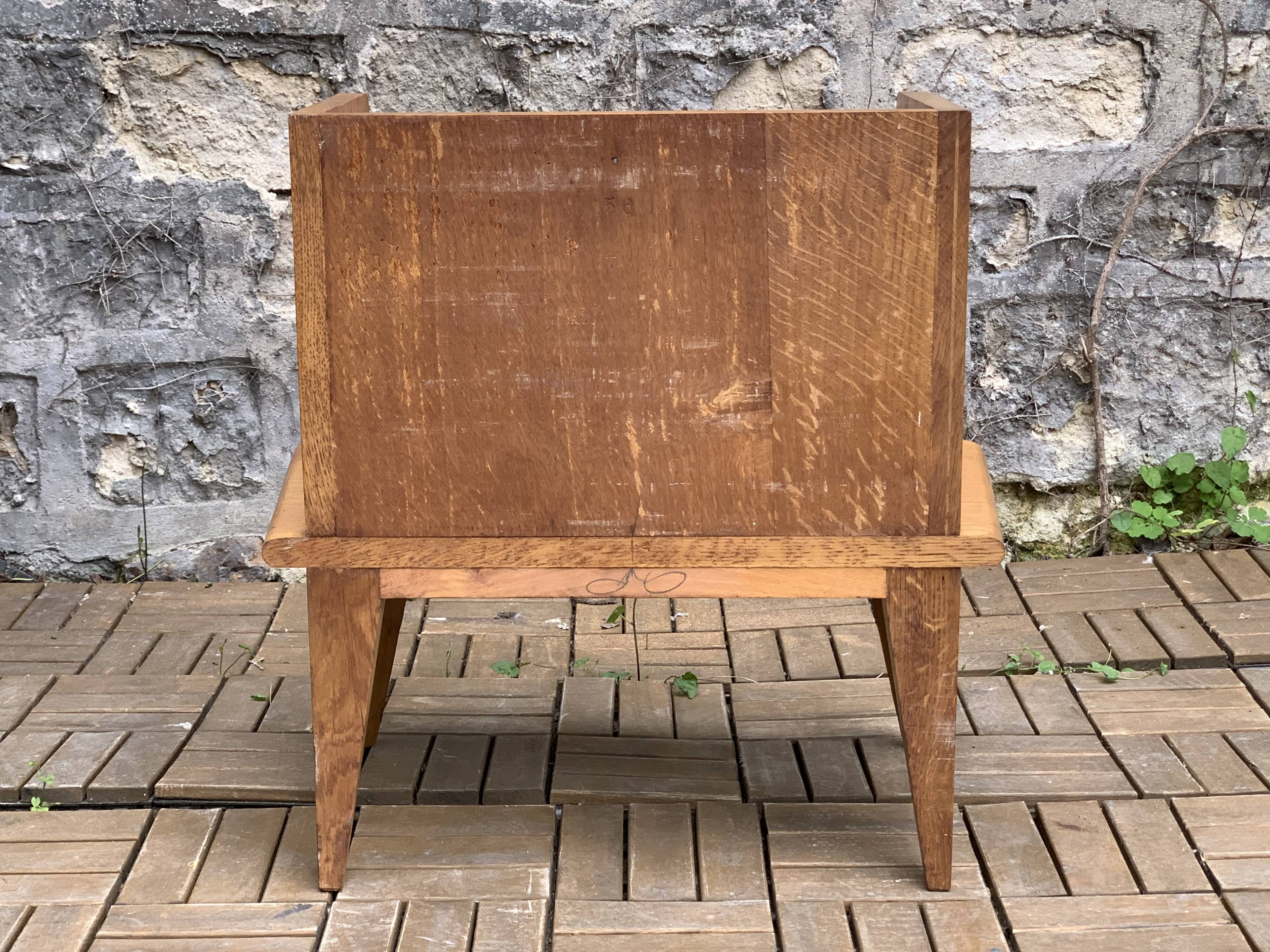 Solid oak compass feet bedside table 1950