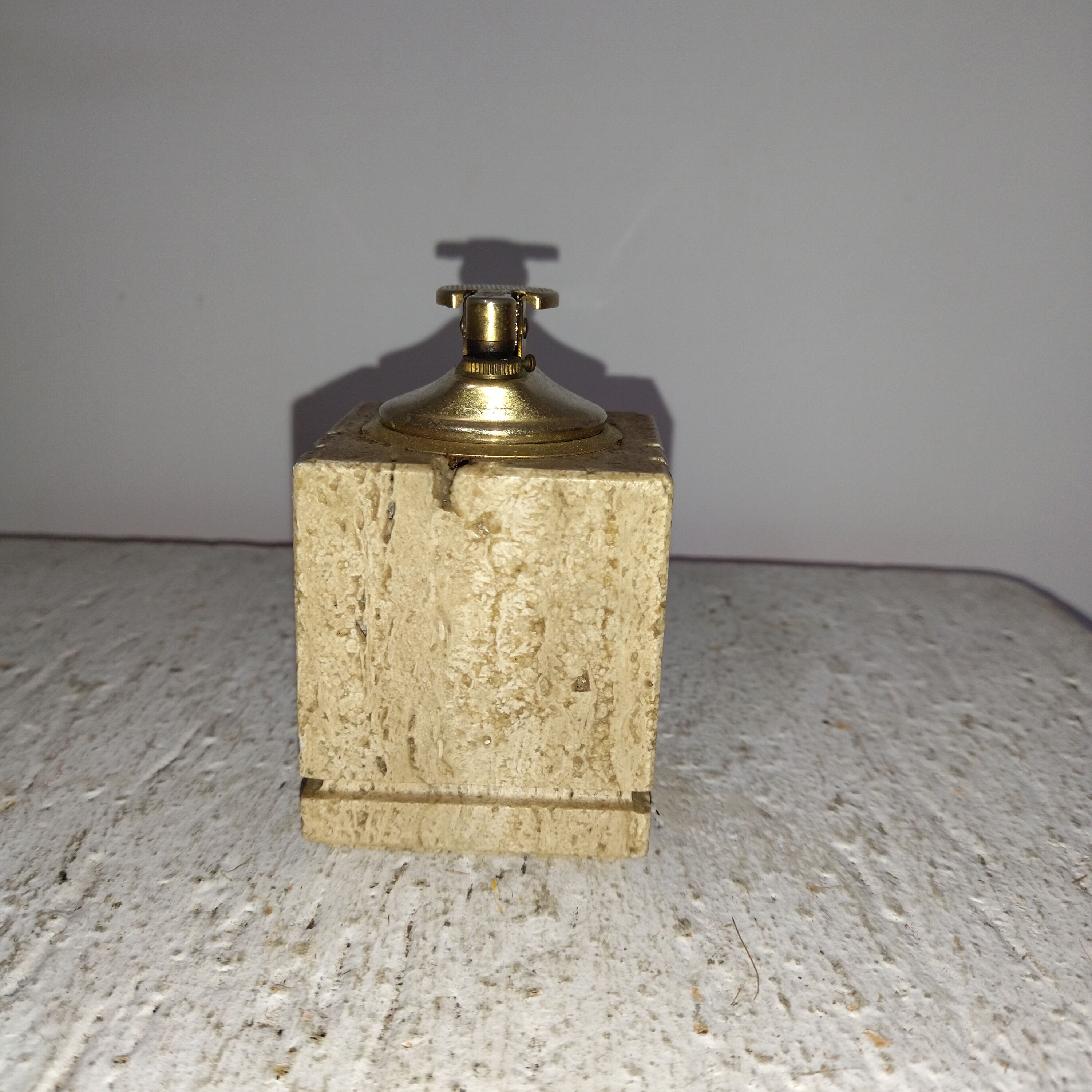 travertine and brass lighter 1960 1970 italy
