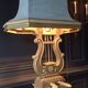 Monumental lyre lamp in oak and zinc (unique piece) 120cm in height.