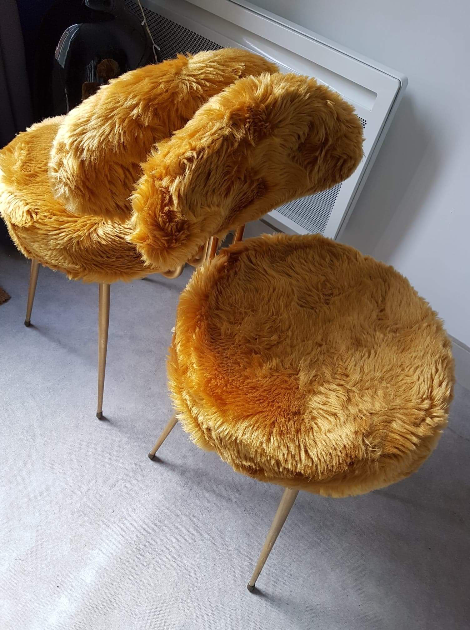 Pair of chairs pelfran mustard synthetic fur
