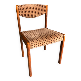 Chaise scandinave Self velours rose pâle et brun, 1970