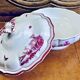 Old small Gien earthenware vegetable soup tureen, pink landscape model