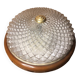 Old molded glass ceiling light + brown & gold metal contour vintage