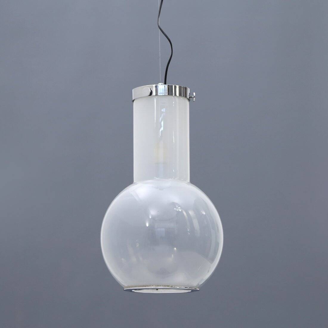 Glass and chrome metal ceiling light, 1970s