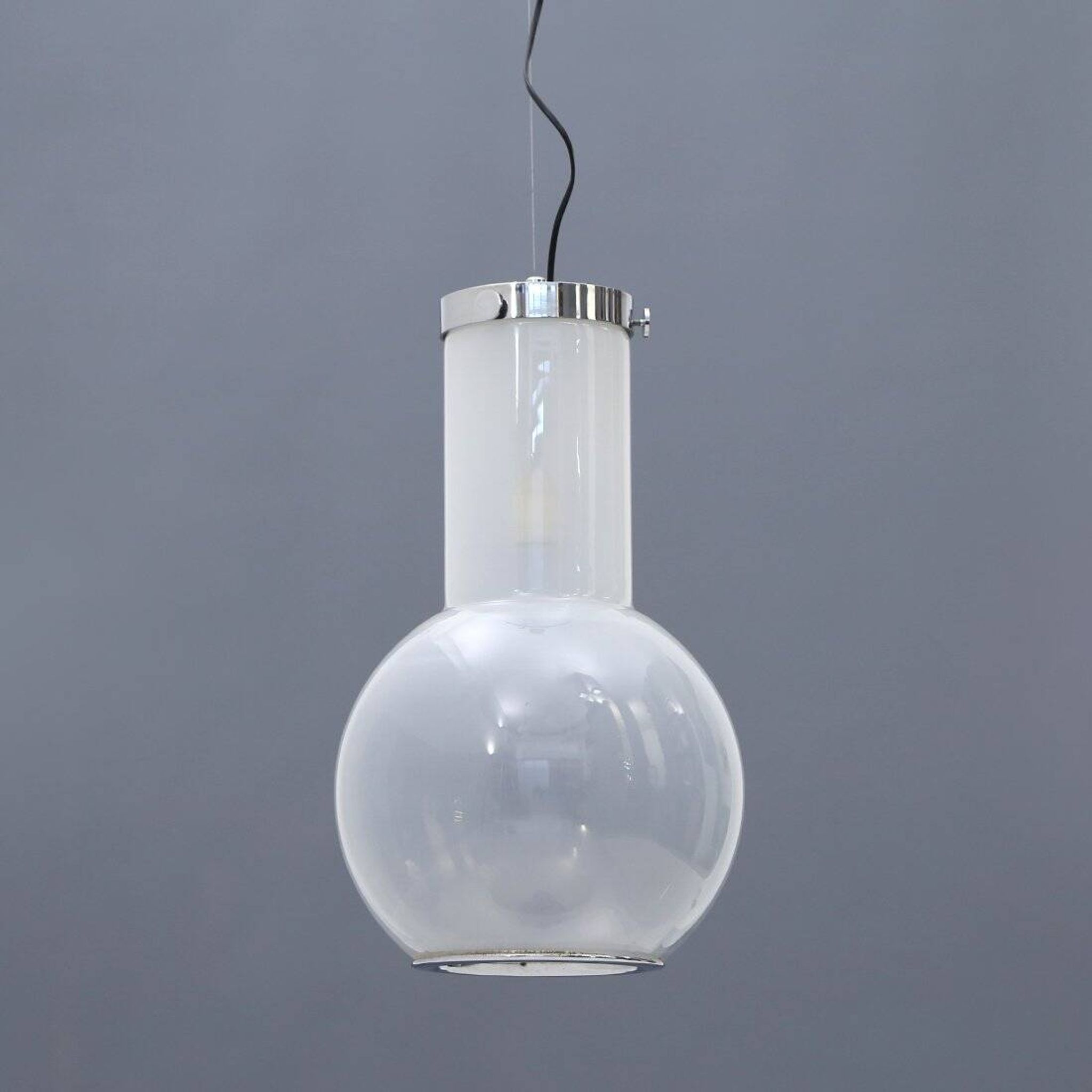 Glass and chrome metal ceiling light, 1970s