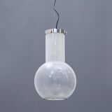 Glass and chrome metal ceiling light, 1970s