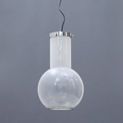 Glass and chrome metal ceiling light, 1970s