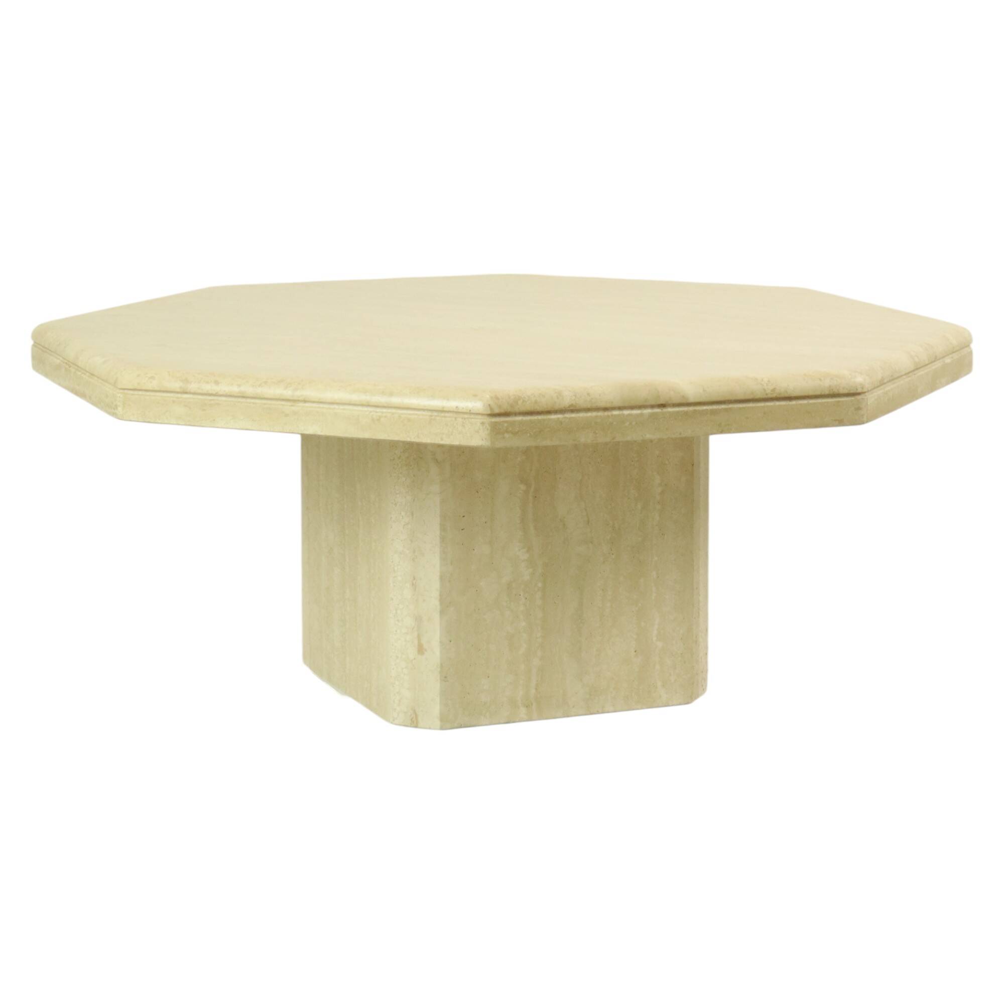 Vintage Octagonal Travertine Coffee Table 70s Design Italian