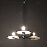 Restored Bauhaus or Art Deco chrome and glass chandelier, Czechoslovakia