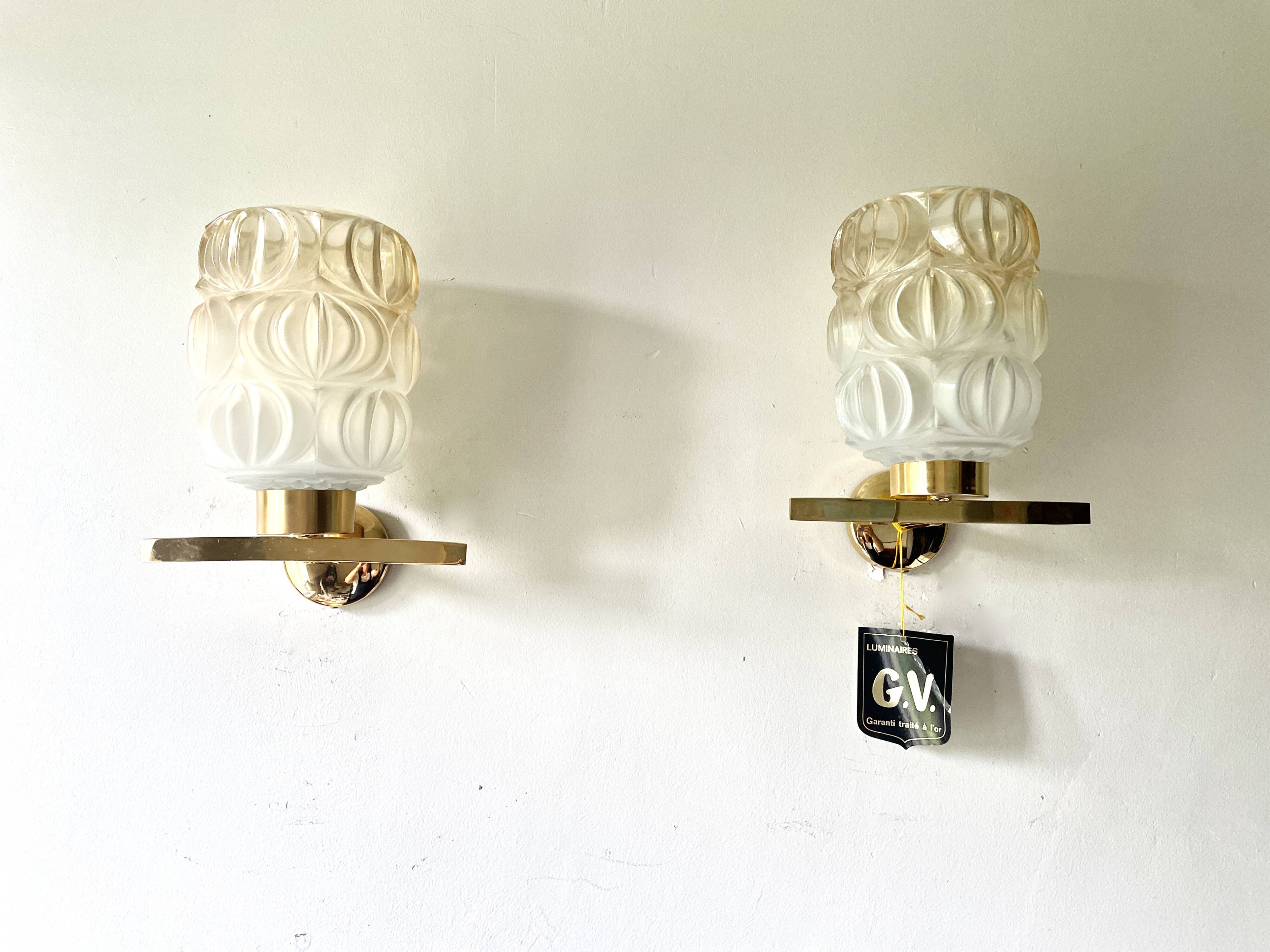 Pair of 1950 gold-plated wall lights