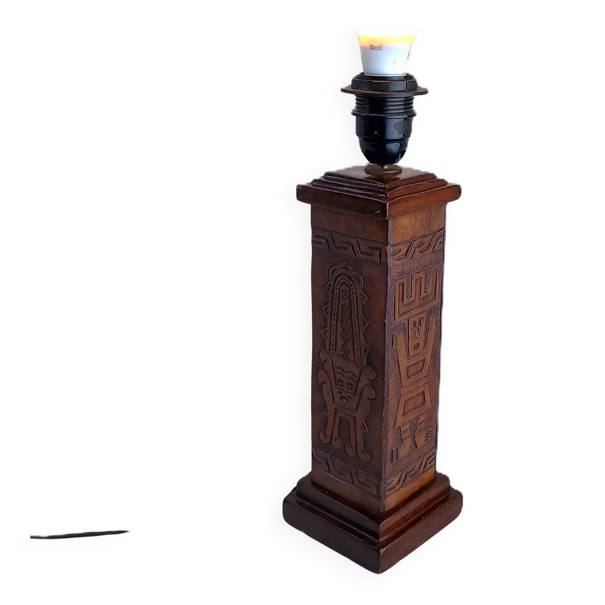 Angel L. Pazmino leather totem lamp 1960s Style Furniture