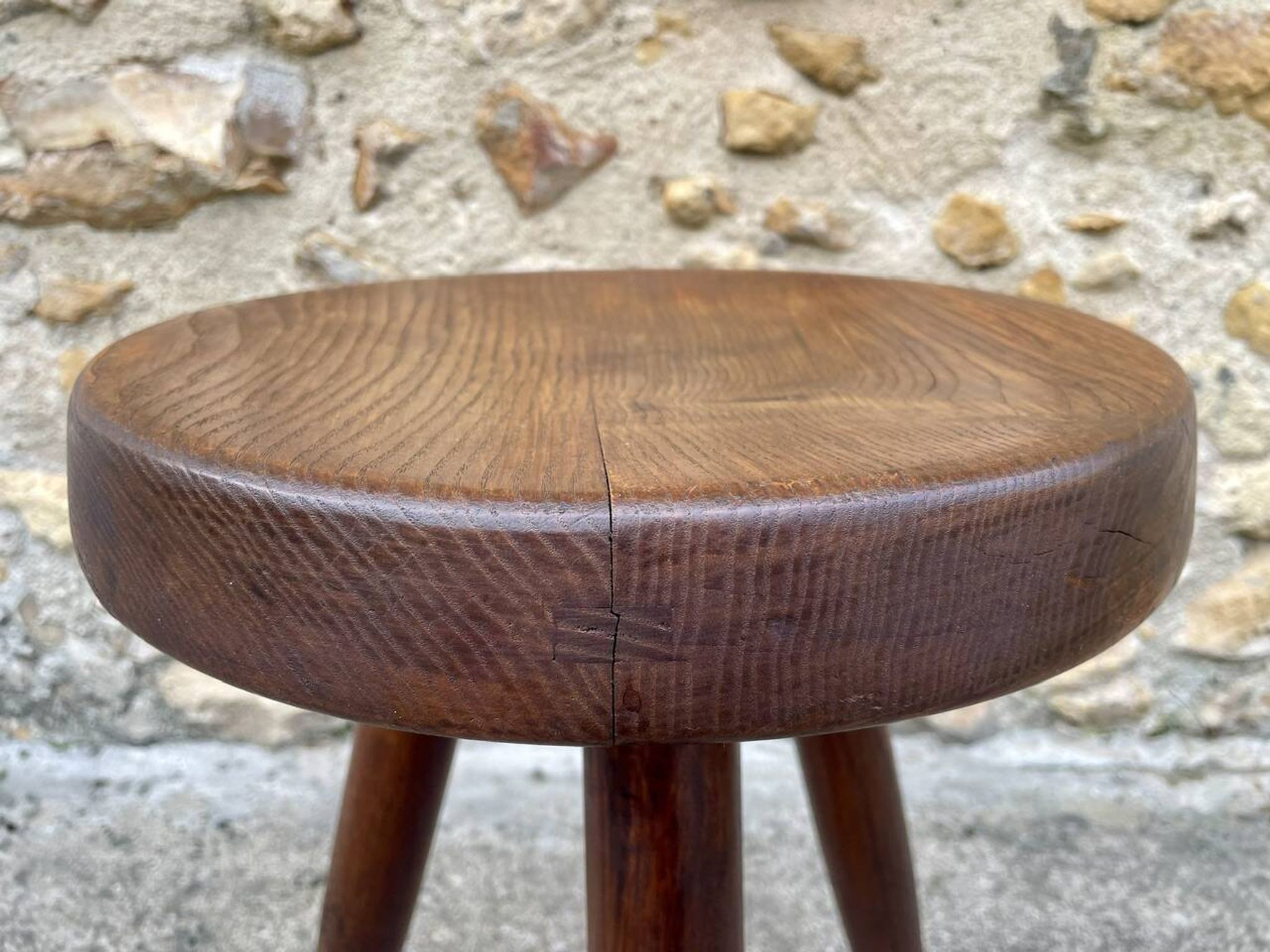 Vintage "Berger" stool, tall, in ash, Charlotte Perriand, 1950s
