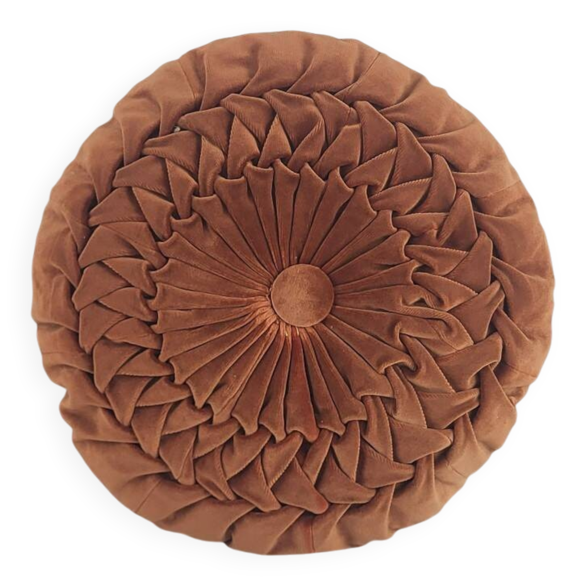 Round pleated velvet cushion