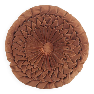 Round pleated velvet cushion