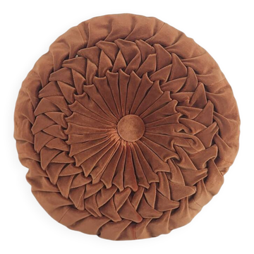 Coussin rond plissé velours