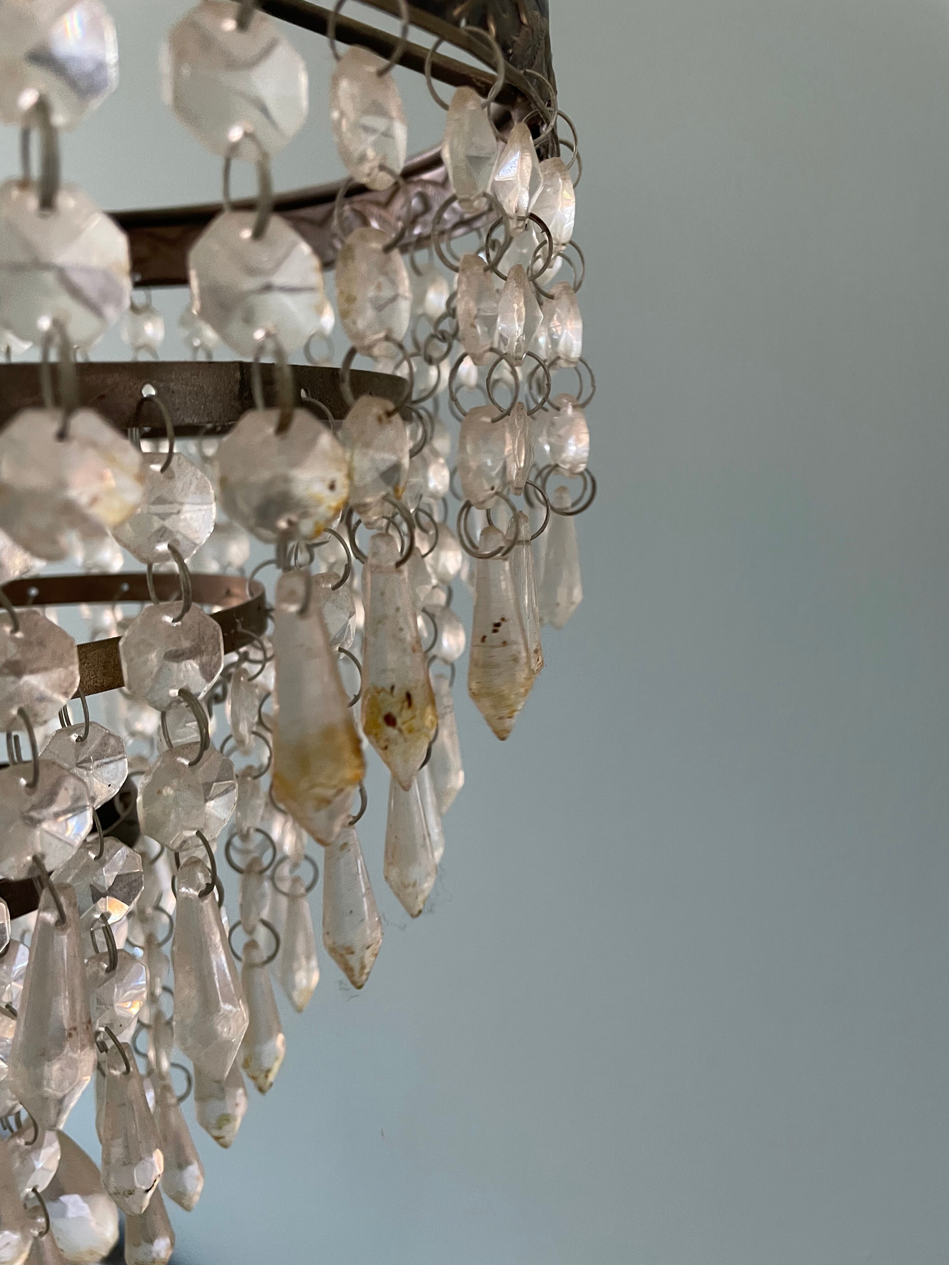 Old ceiling lamp chandelier with grapevines