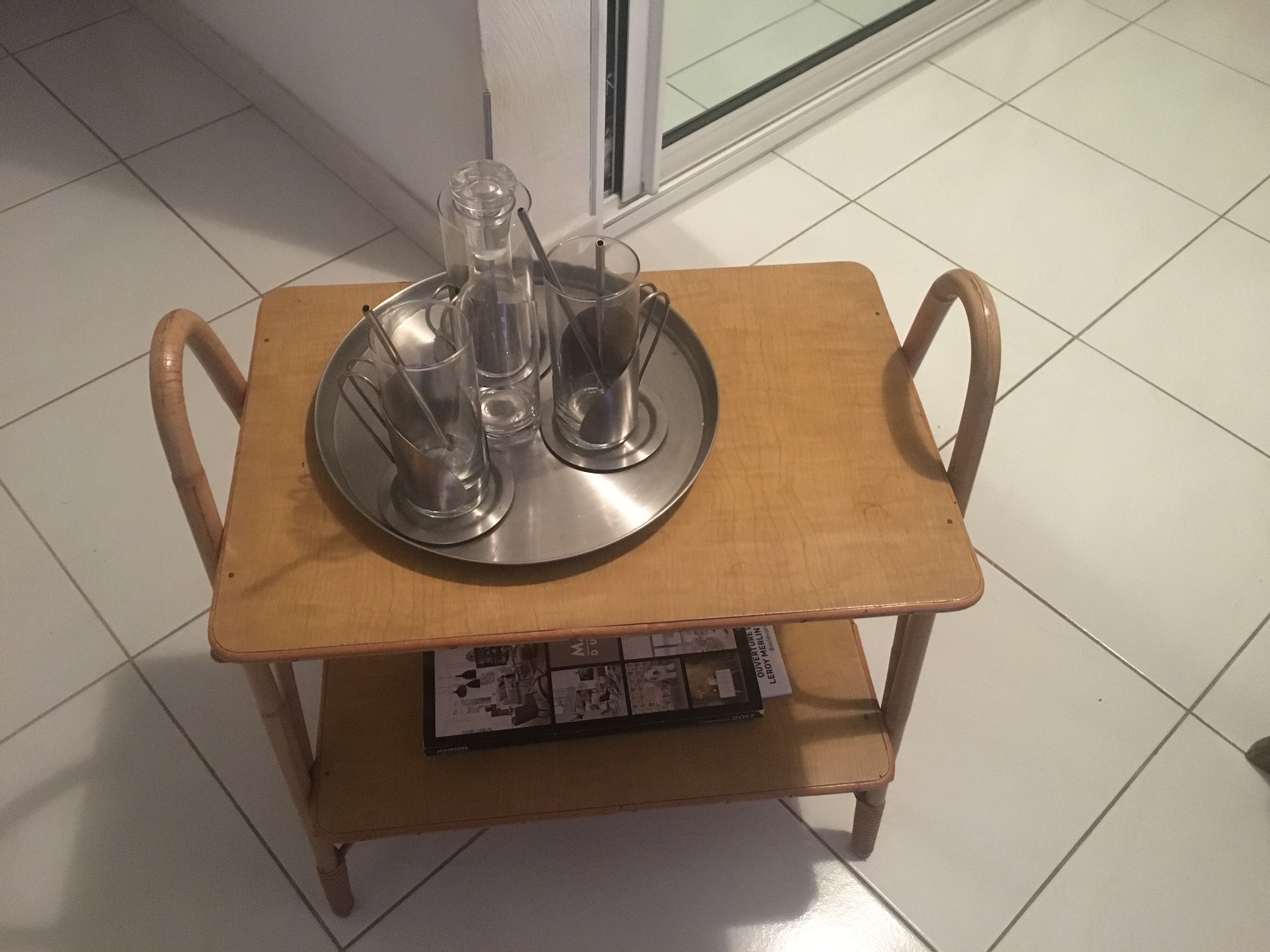 Rattan side table