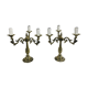 Pair of girandoles 3 bronze lights