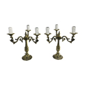 Pair of girandoles 3 bronze lights