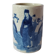 Antique cylindrical Bitong vase, cracked blue and white ceramic, China, late 19th century.