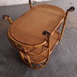 Vintage rattan serving trolley