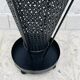 Vintage black perforated metal and brass umbrella stand