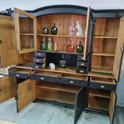 Large cabinet cabinet patina black buffet bookcase drawers
