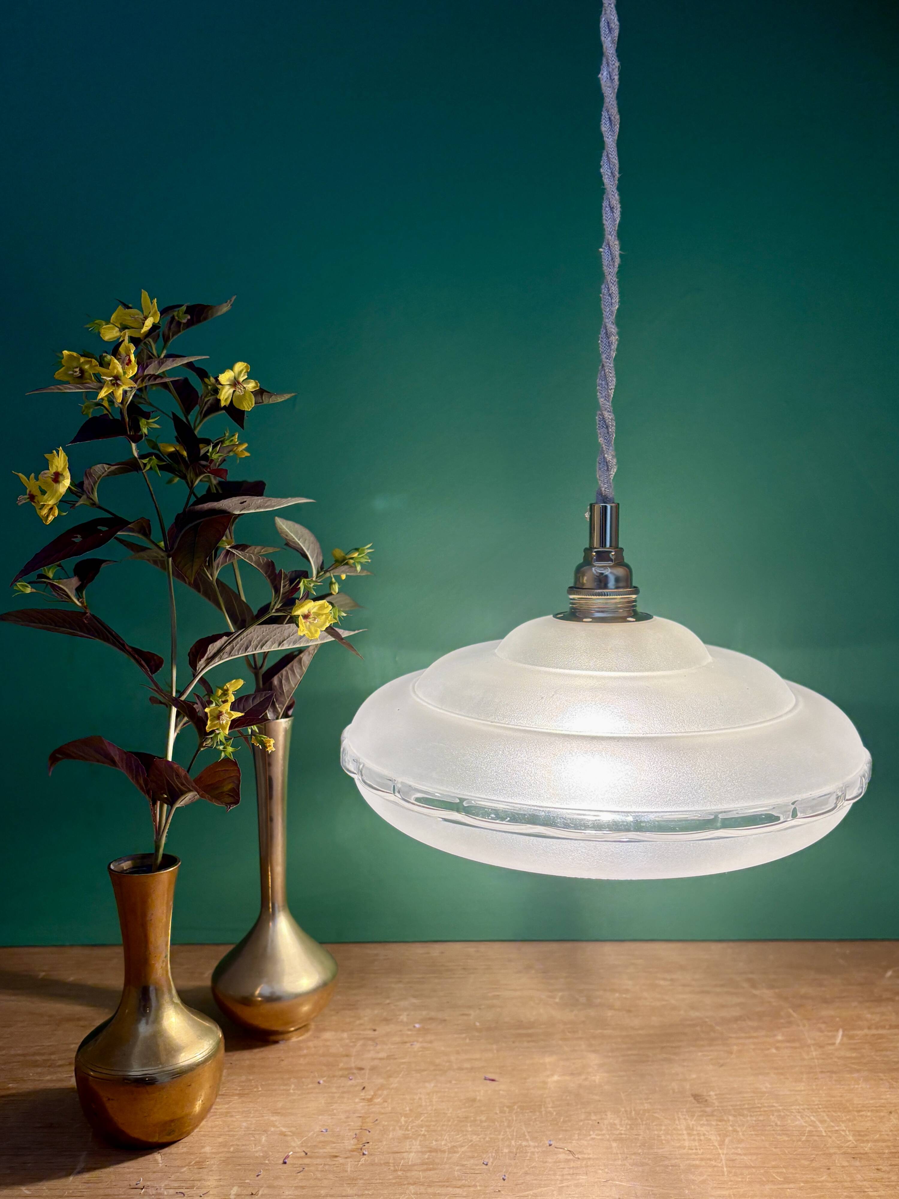 Vintage frosted glass lampshade pendant light