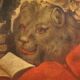 Antique religious painting from the 17th century, Saint Jerome