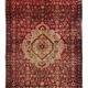 Red cream floral design runner rug long handmade oriental wool carpet 130x273cm