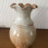 Faience vase signed Vallauris floral motifs