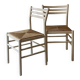 Paire de chaises vintage en bois blanc et paille