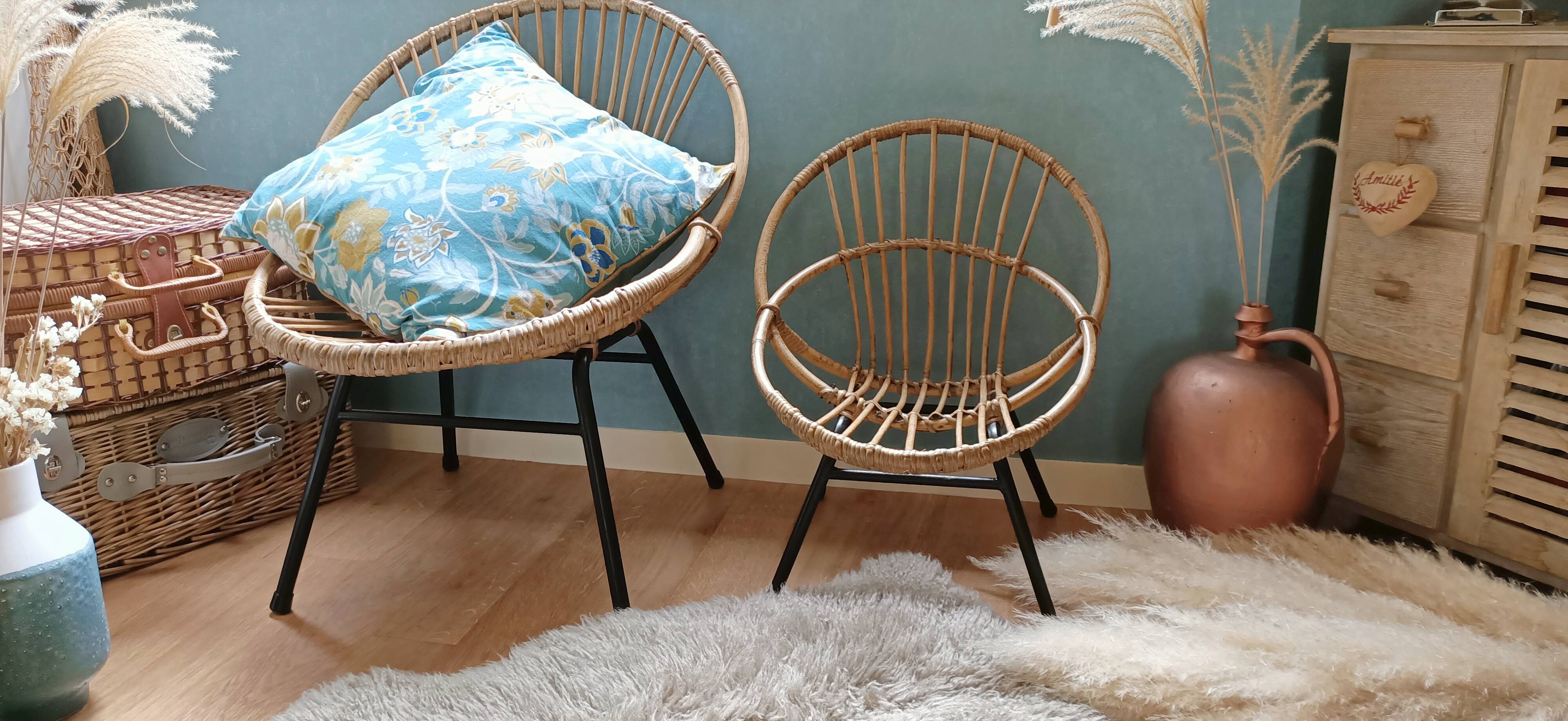 Fauteuil en osier vintage