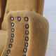 1970s, Danish high back armchair, furniture velour, oak wood legs.