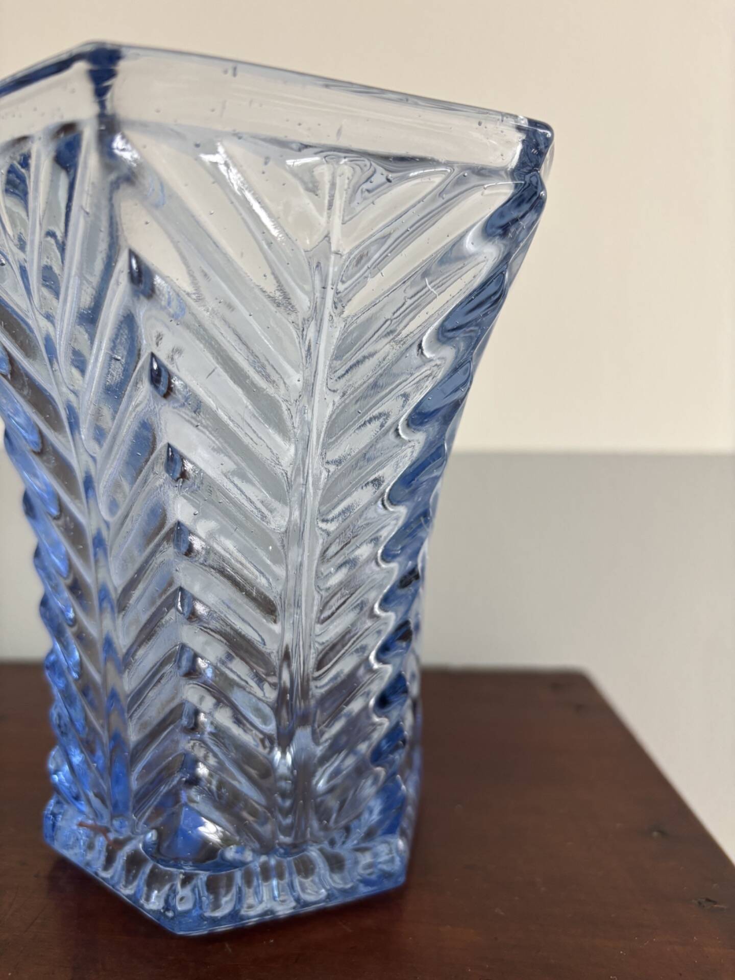 Textured blue glass vase