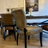 Set of 4 leather Chesterfield dining chairs