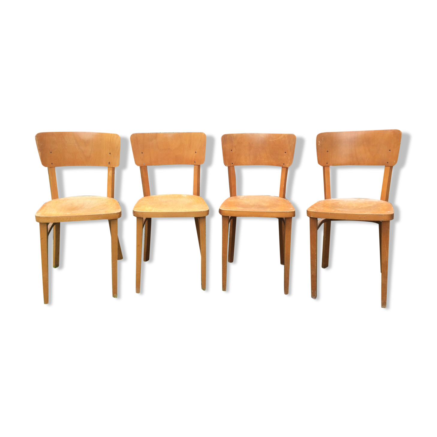 Chaises vintage estampillées Thonet en bois de hêtre courbé aux dossiers incurvés