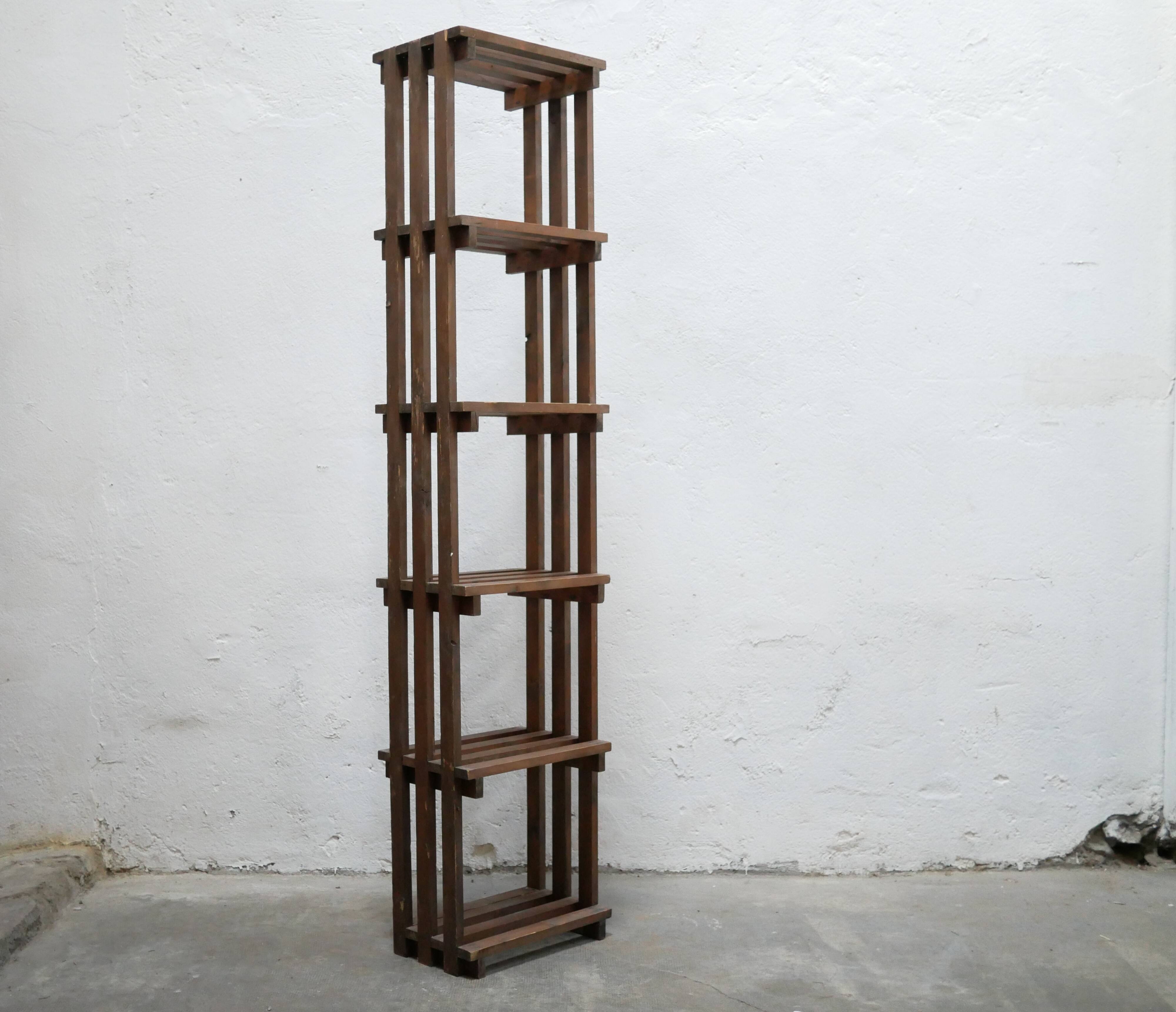 Vintage wooden column bookcase shelf