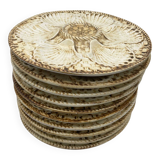 10 Longchamp earthenware oyster plates, 1960