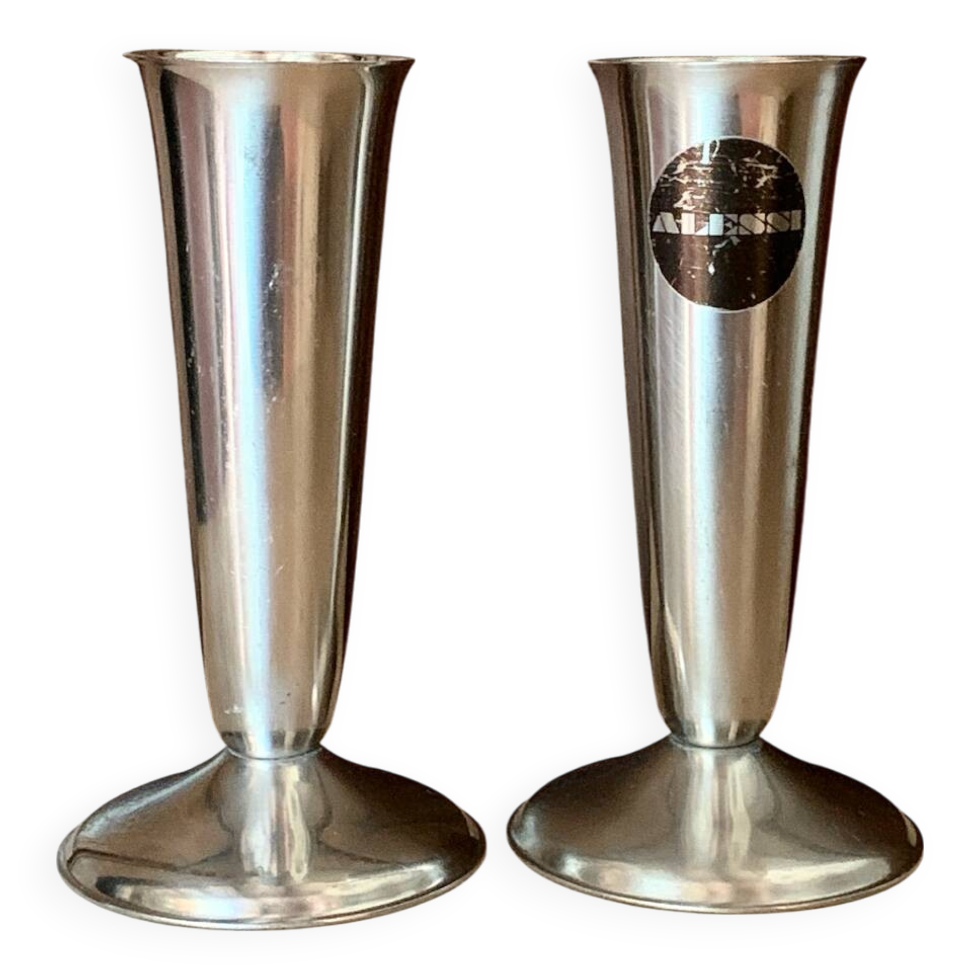 Paire de vases inox 1970 Alessi